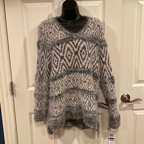 Petite XL Style & Co gray, white and sparkles fuzzy sweater - NWT - Picture 1 of 4